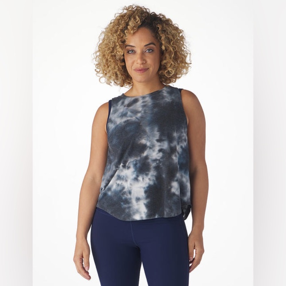Glyder Electric Tank Top Nautical Wash Navy Blue White Tie Dye S
